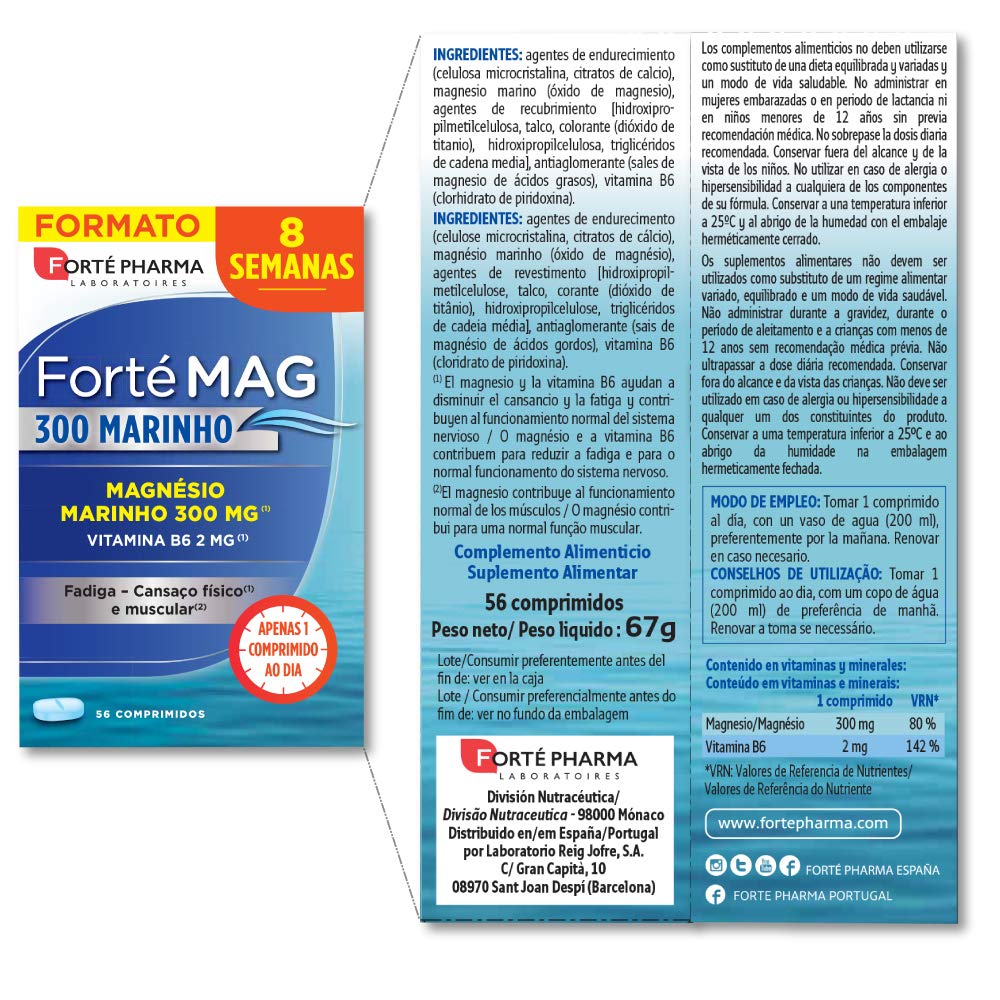 Forté Mag 300 Marinho Magnesio Ingredientes