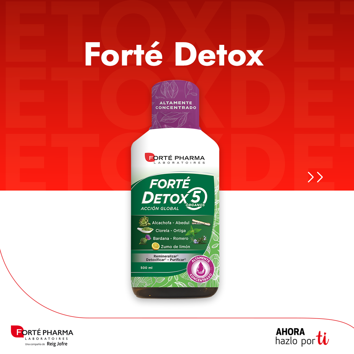 forté detox 5 organos-Control de peso y eliminación de líquidos-Ingredientes Innovadores-Forté Pharma